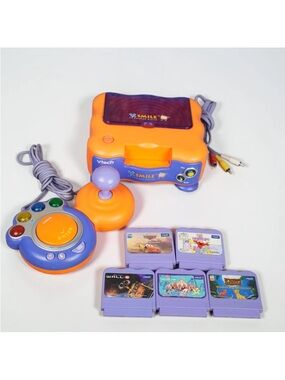 Vtech V.Smile TV Learning System Console & Controllers & 6 Games FOR PARTS